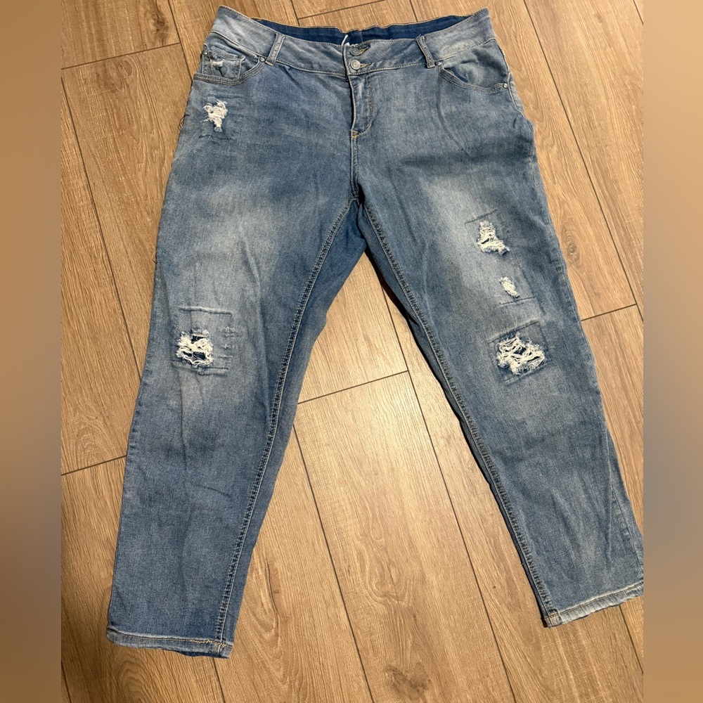 Lane Bryant Distressed Light Blue Denim Jeans